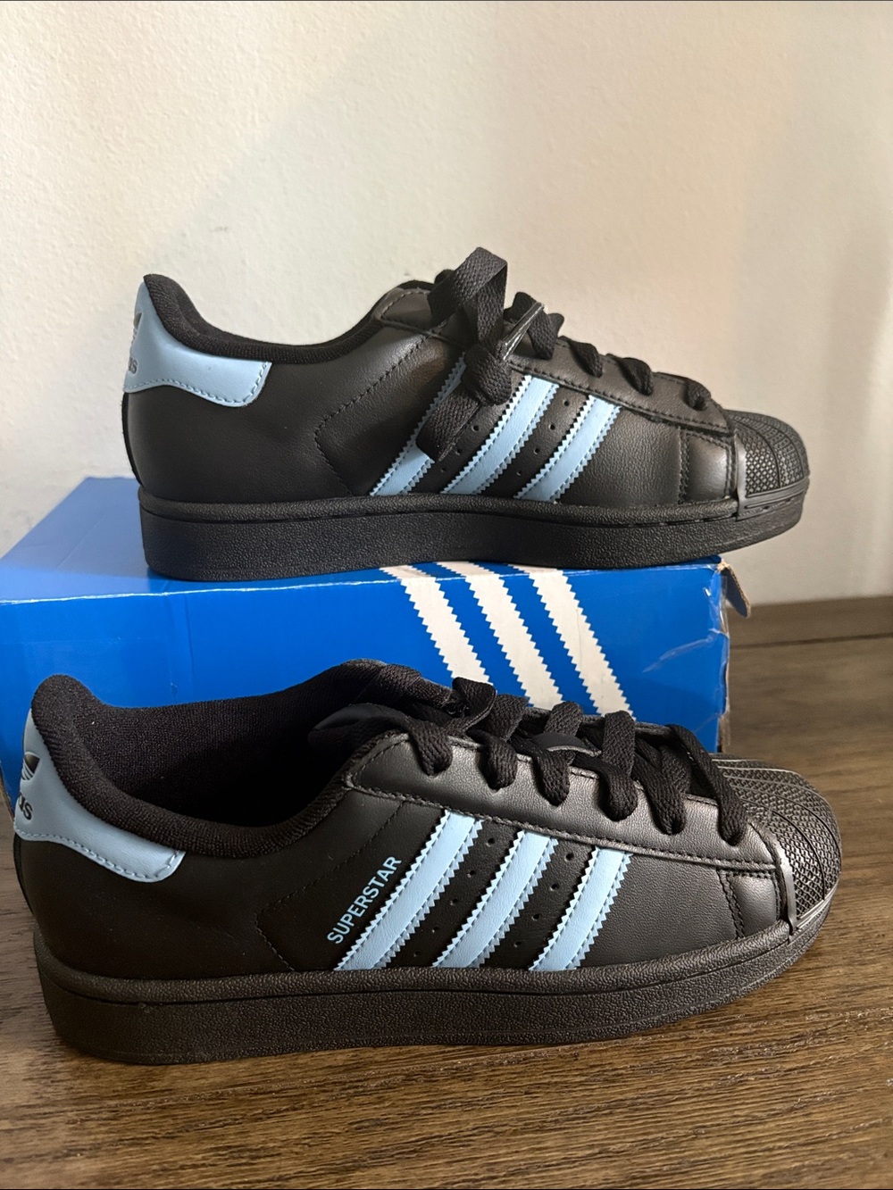 NIB [adidas] Superstar II Low Top Sneakers Black/Ash Blue Women’s 7 / Mens 5.5 - Picture 7 of 16